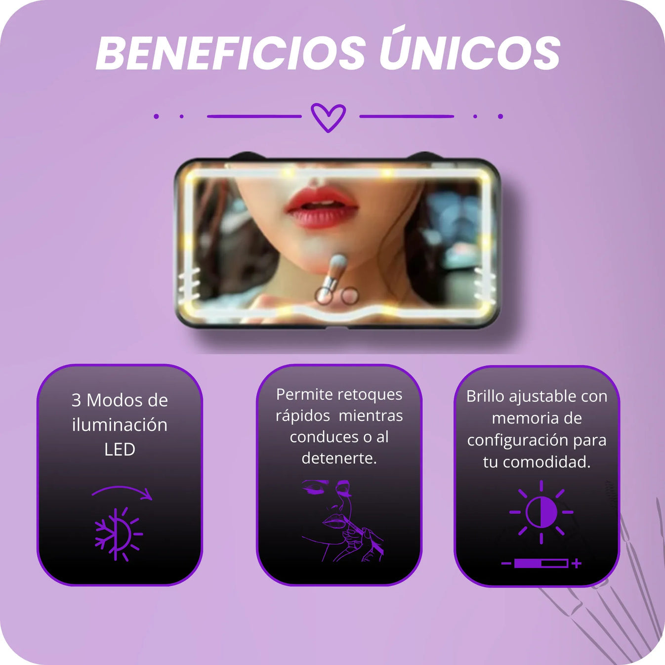 Espejo de maquillaje Con Luz Para Auto