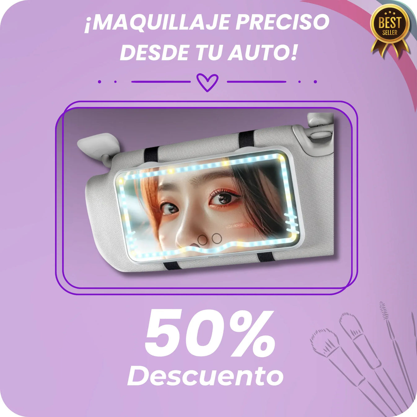 Espejo de maquillaje Con Luz Para Auto