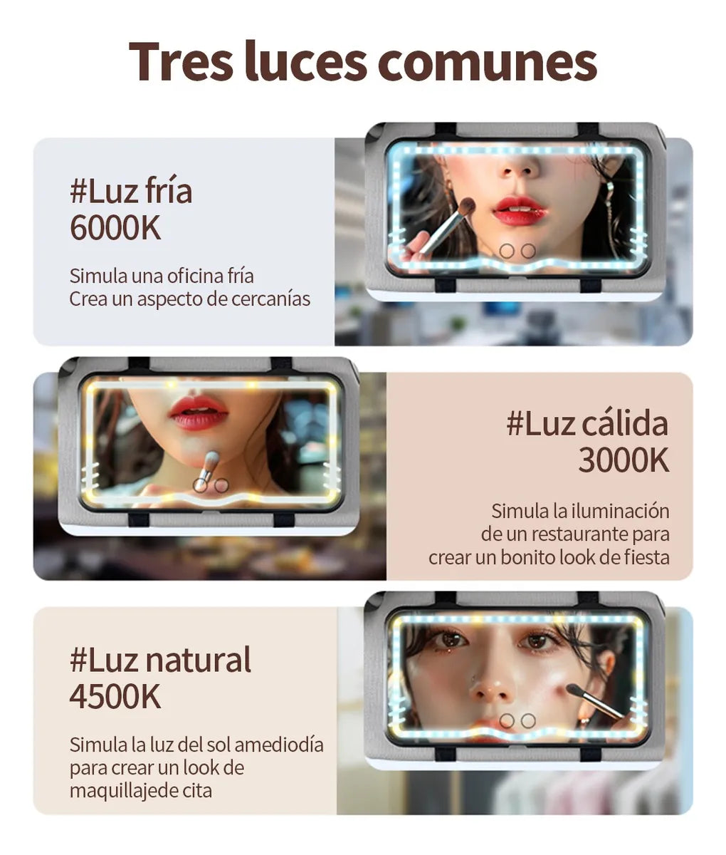 Espejo de maquillaje Con Luz Para Auto