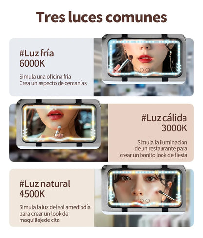 Espejo de maquillaje Con Luz Para Auto